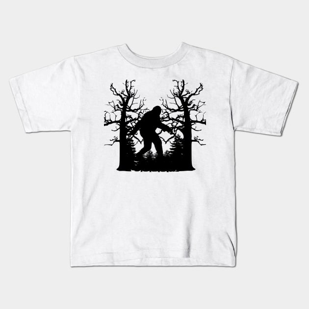 Funny Bigfoot and Sasquatch T Shirts Kids T-Shirt by DHdesignerPublic